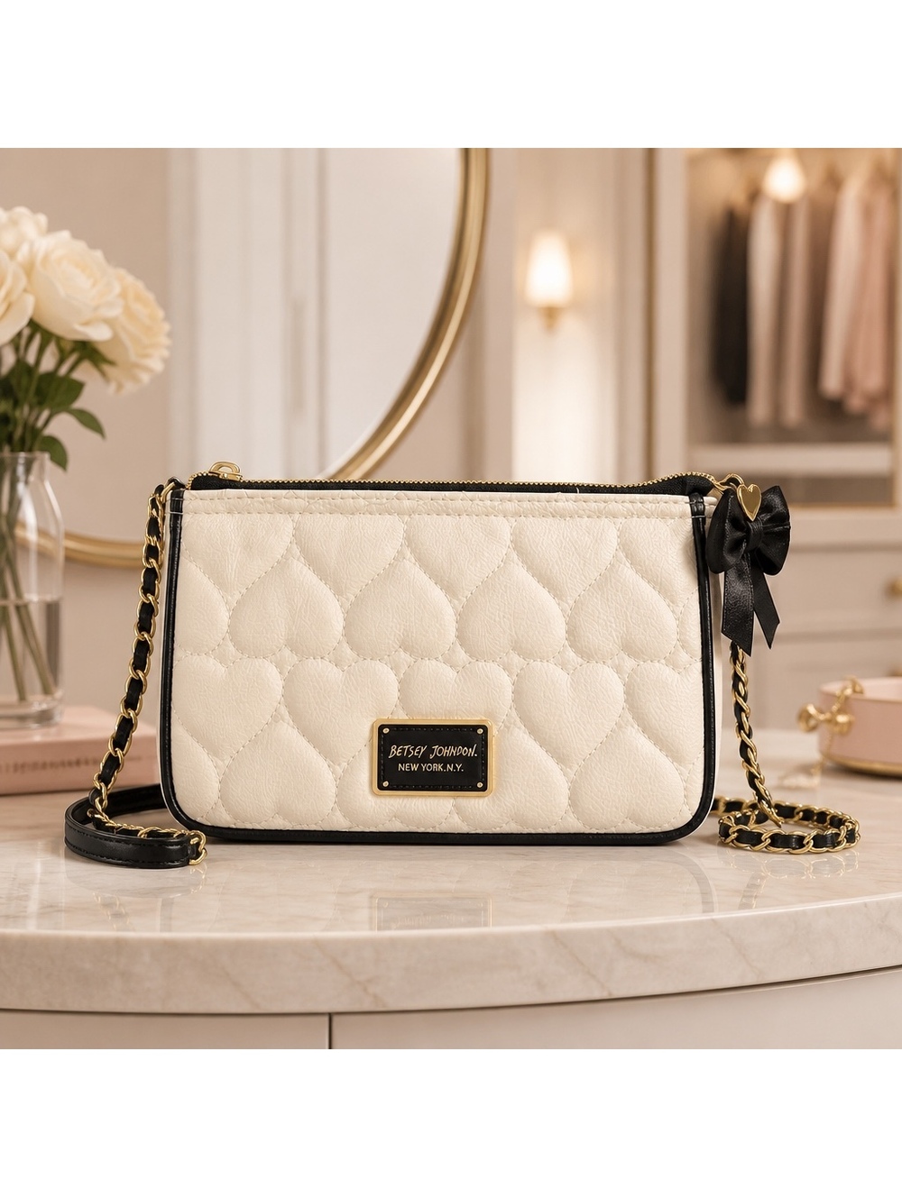 Betsey Johnson cream shoulder bag NWOT